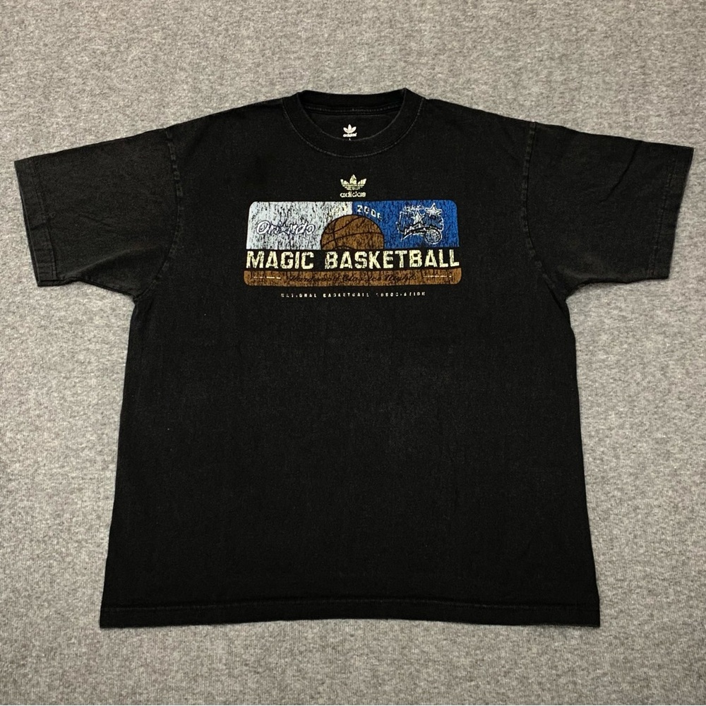 Orlando Magic Basketball NBA Adidas Hardwood Classics Black Tee Size Large Y2K